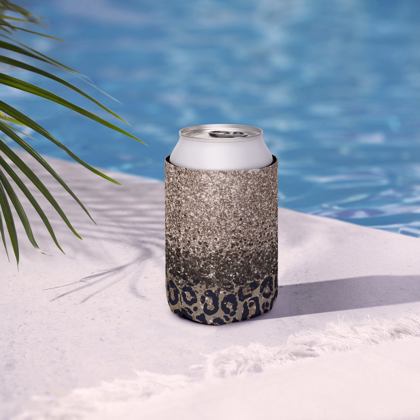 Glitter leopard Can cooler