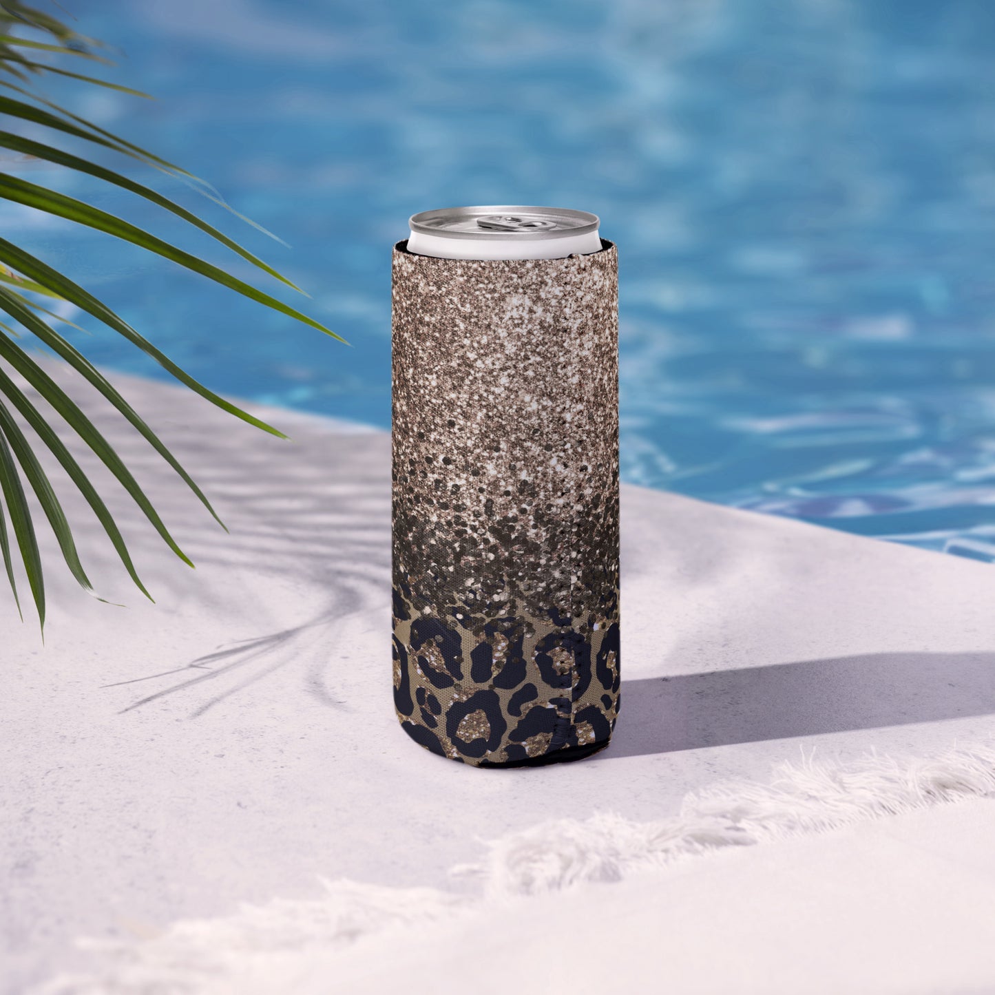 Glitter leopard Can cooler