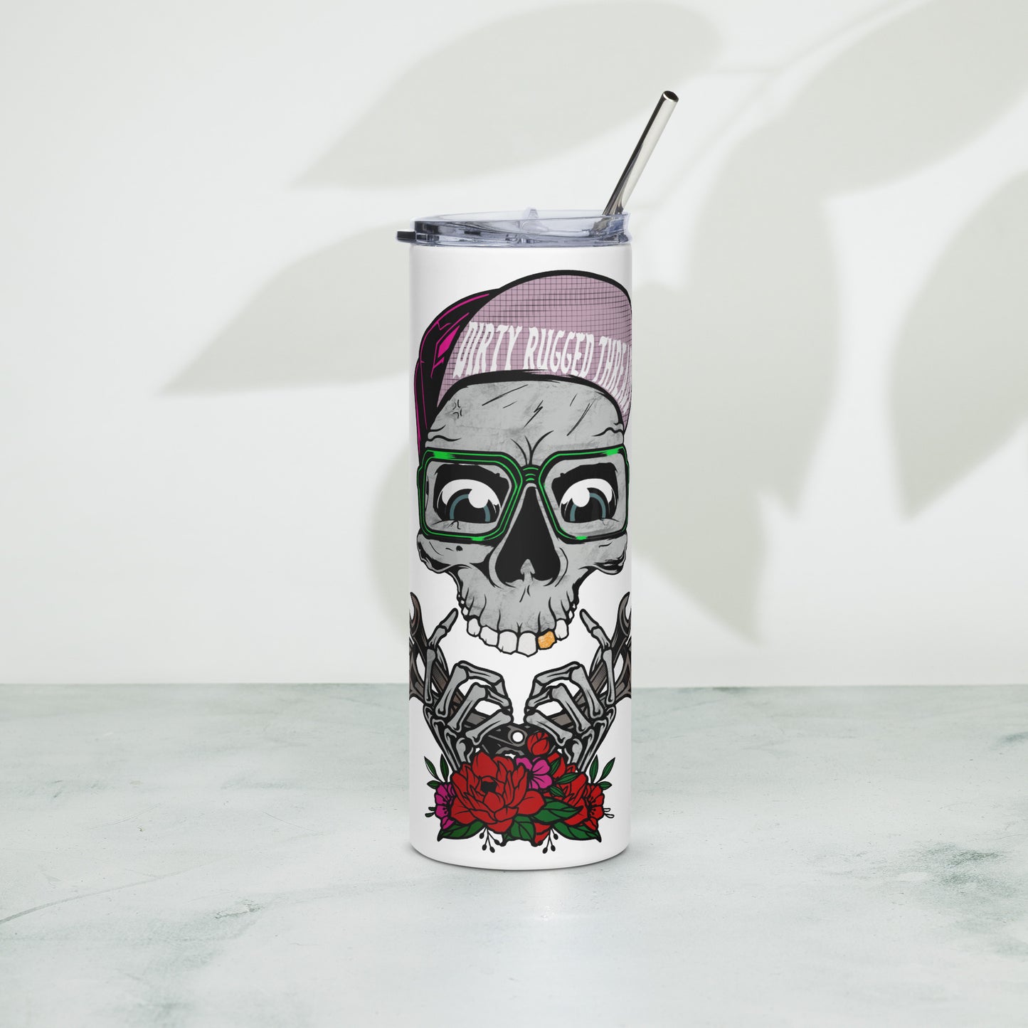 DRT Skull Roses Stainless steel tumbler