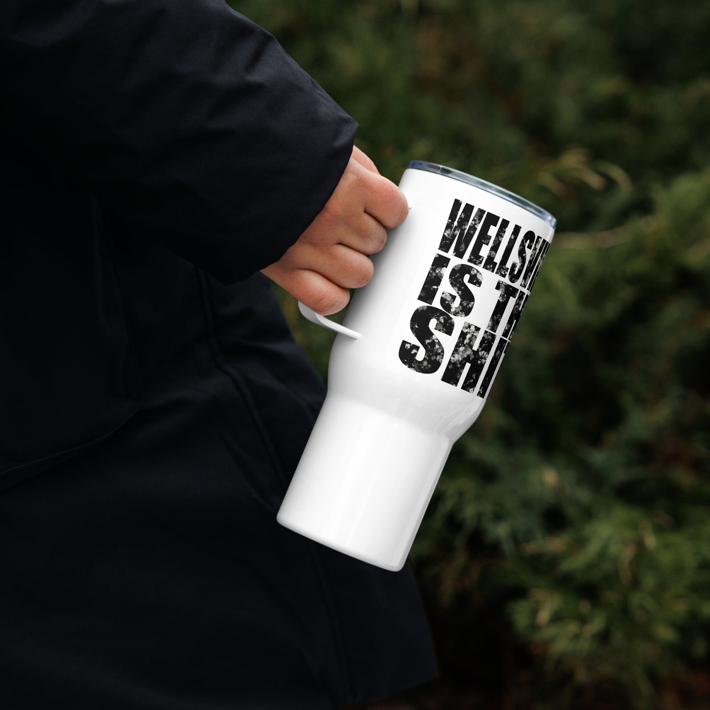 Wellsville Travel mug with a handle